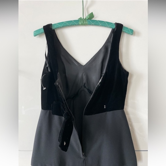 1960s Vintage Mid Century Little Black Dress with Black Velvet and Tiered Hem - Picture 6 of 9